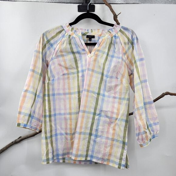 Talbots popver pastel plaid shirt new - Picture 1 of 6
